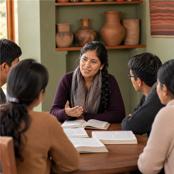 Estudiantes dialogando en clase