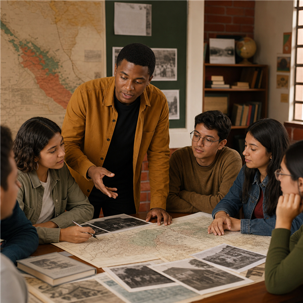 Estudiantes aprendiendo ciencias histórico-sociales
